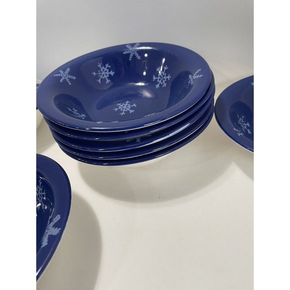 Majesticware By Oneida Bowls Blue Snowflakes ~ Set Of 8 ~ RARE! - Picture 4 of 5